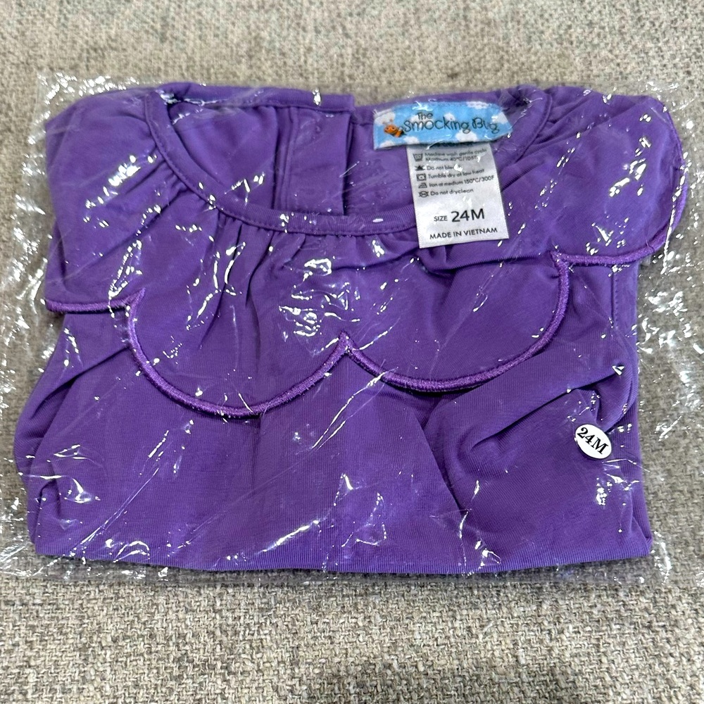 The Smocking Bug purple scalloped‎ sleeves shirt